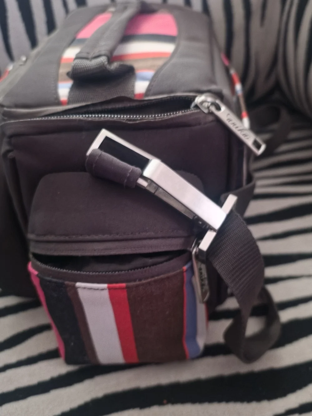 Anika Pink & Brown multi-compartment travel utility case